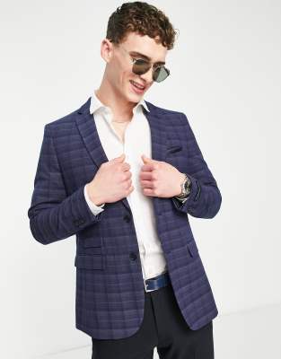 French Connection marine check blazer - ASOS Price Checker