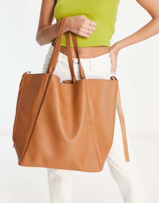 French Connection - Maxi borsa extra larga sfoderata color cuoio