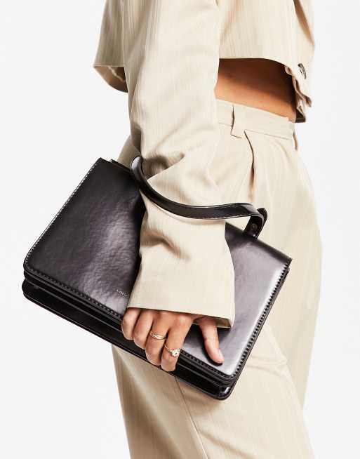 French Connection - Maxi borsa nera strutturata con manico