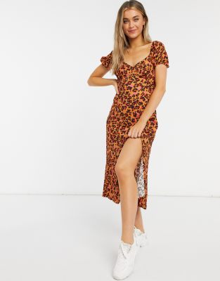 orange leopard dress