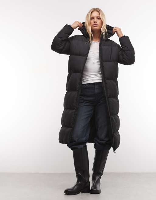 French Connection maxi hooded puffer jacket in black, 2 of 4