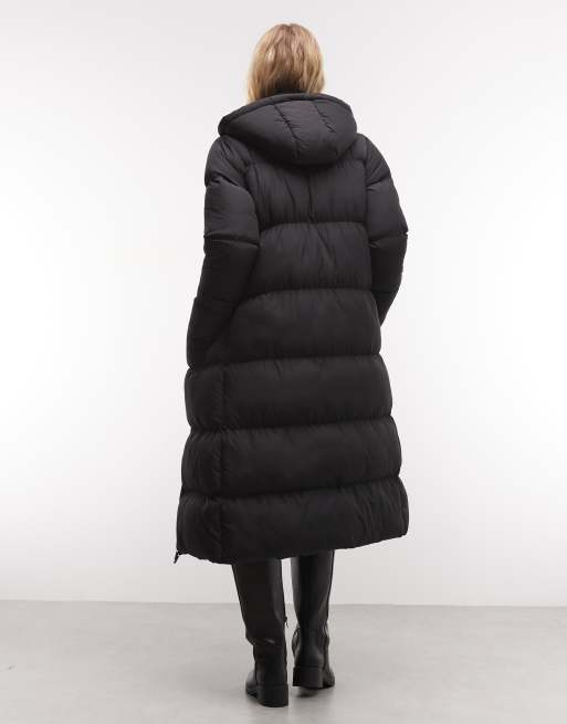 French Connection maxi hooded puffer jacket in black, 4 of 4