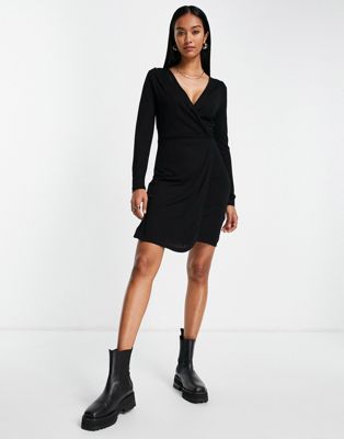 French Connection meadow jersey mini dress in black