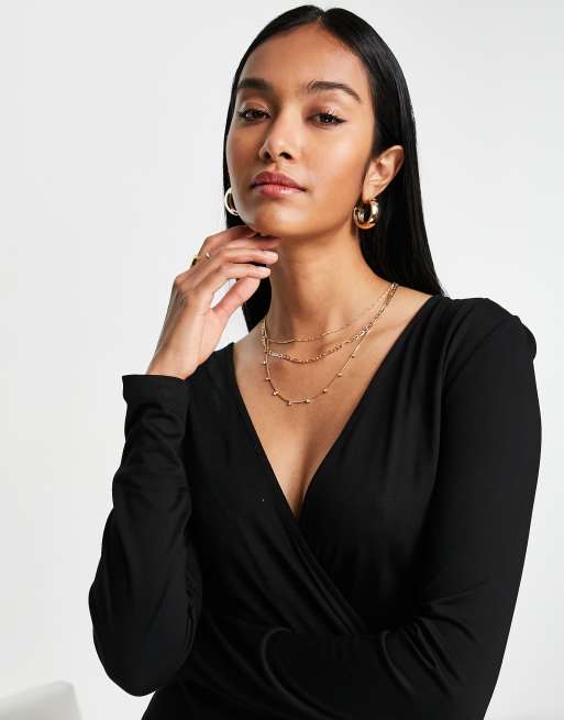 French Connection meadow jersey mini dress in black