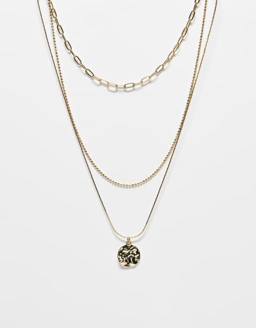 French Connection - Meerlaagse ketting met gesmolten hangertje in goud