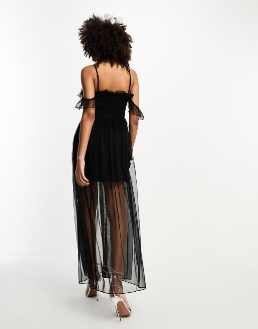 Boho lace hotsell tulle maxi dress