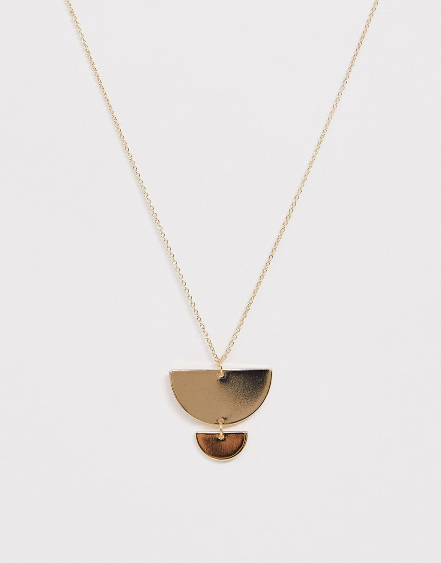French Connection metal plate necklace-Gold
