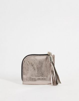 French Connection metallic coin purse in pewter