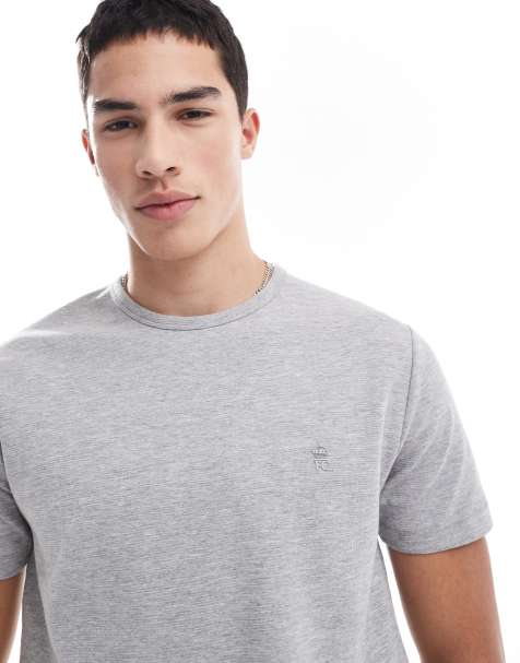 French Connection micro ottoman T-shirt in light gray melange - view 1