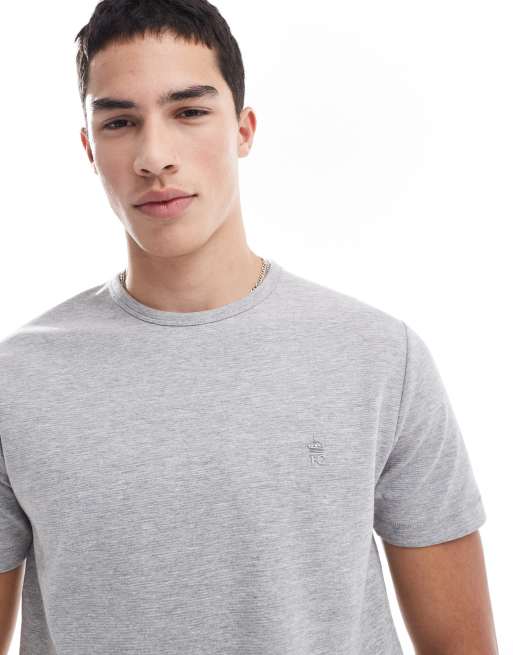 French Connection micro ottoman T-shirt in light gray melange