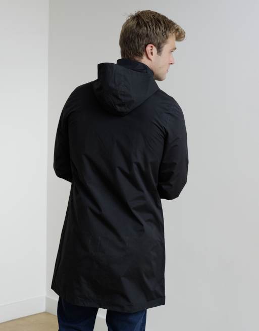 French Connection Mid length funnel neck hooded mac coat in black, 2 of 5