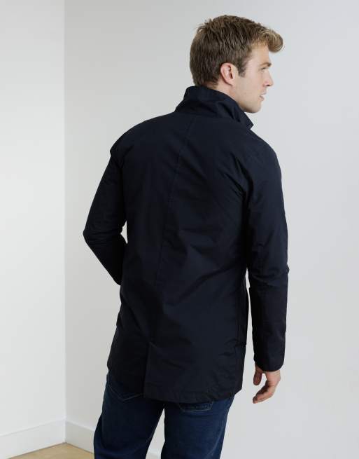 French Connection Mid length funnel neck mac coat in navy, 2 of 4