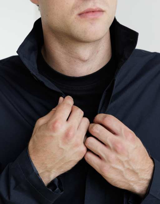 French Connection Mid length funnel neck mac coat in navy, 4 of 4