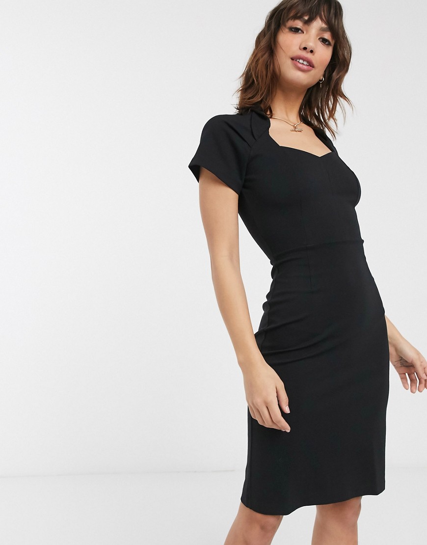French Connection - Midi-jurk met gedraaide hals-Zwart