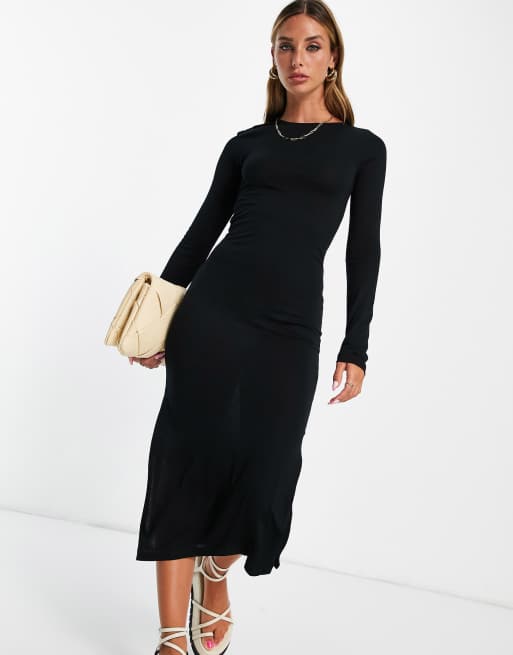 French Connection – Midi-Pulloverkleid in Schwarz