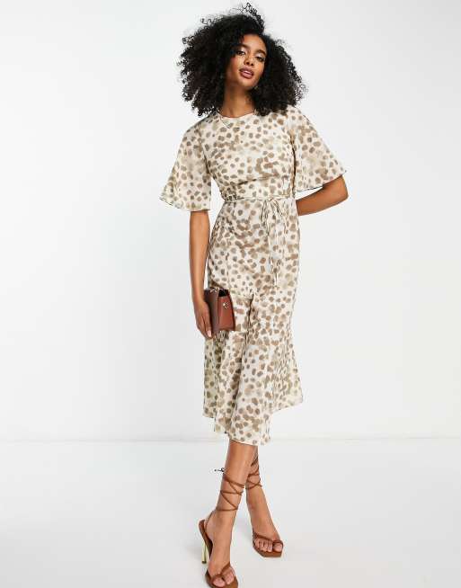 French Connection midi tea dress in animal print ASOS