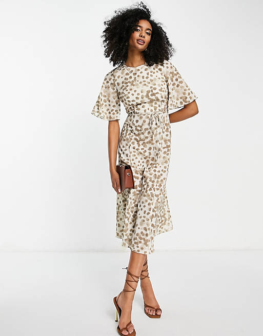 French Connection midi tea dress in animal print
