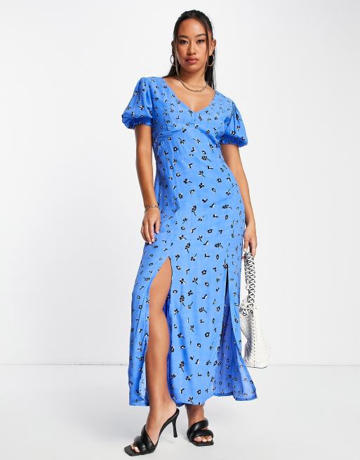 French Connection midi tea dress in blue ditsy floral | ASOS