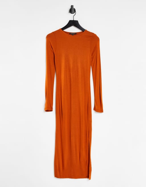 French Connection – Midikleid aus Jersey in Bernsteinorange