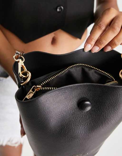 French Connection mini bucket tote in black, 3 of 4