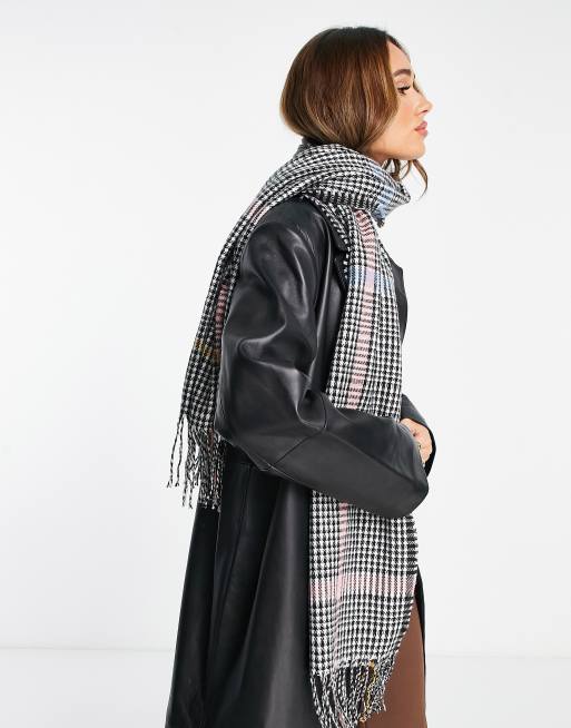 French Connection mini check scarf in black | ASOS