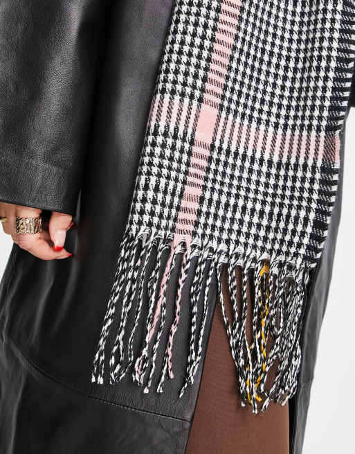 French Connection mini check scarf in black | ASOS