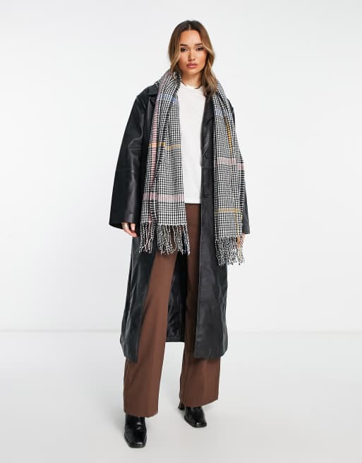 French Connection mini check scarf in black | ASOS
