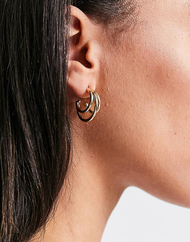 French Connection - mini hoop earrings in gold