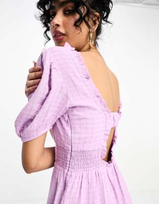 French Connection mini tea dress in lilac seersucker | ASOS