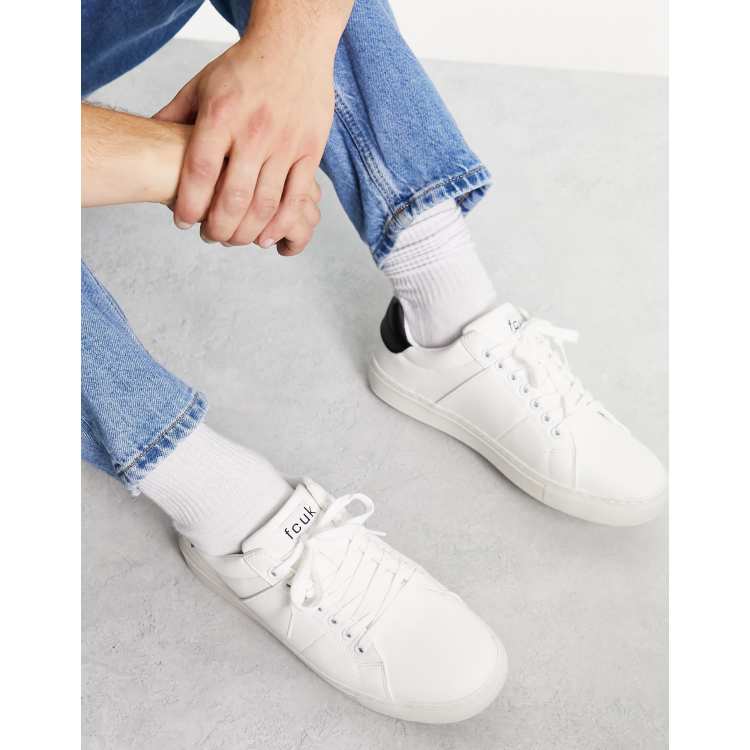 French connection white trainers best sale