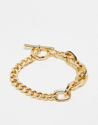 French Connection mixed chain bracelet in gold