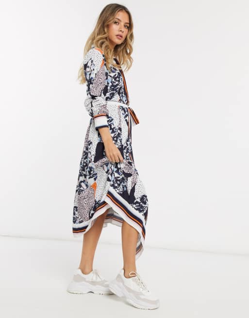 Mixed print sales shirt dress