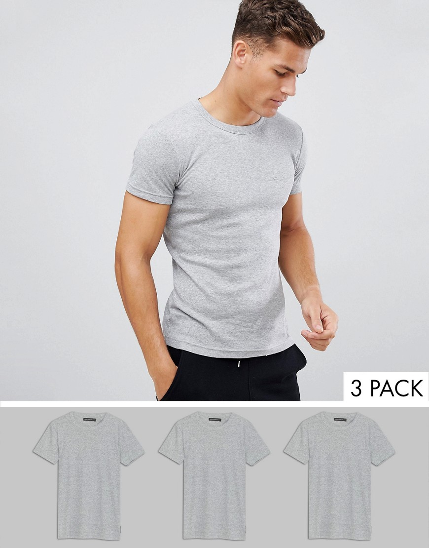French Connection – Mjukis-t-shirtar i 3-pack-Grå