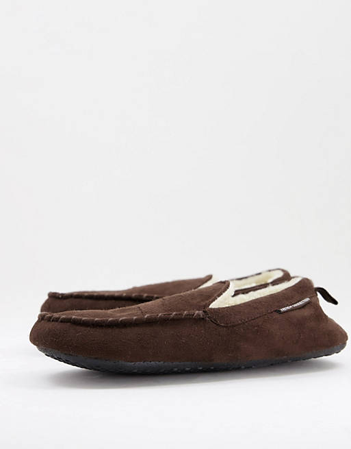 French Connection mocasin slipper in brown