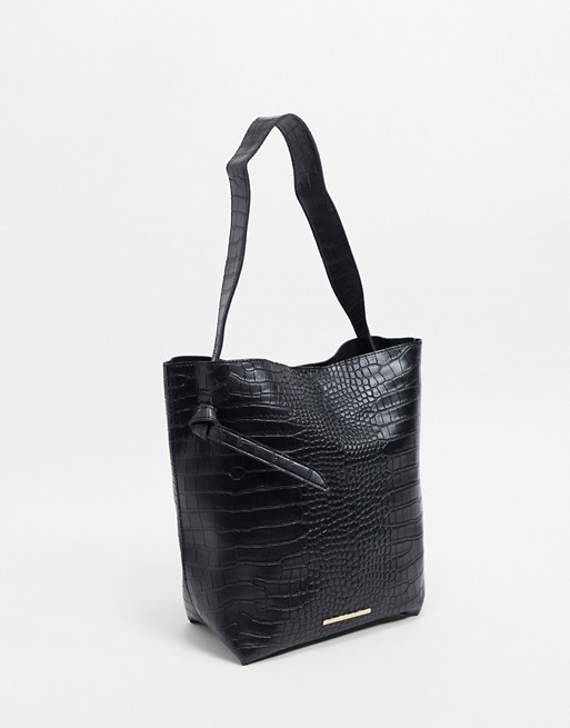 French Connection mottled leather tote bag