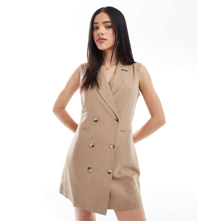 Linnen Blazerjurk Blazer Jurk Mouwloos Dresses Mouwloze Blazerjurk