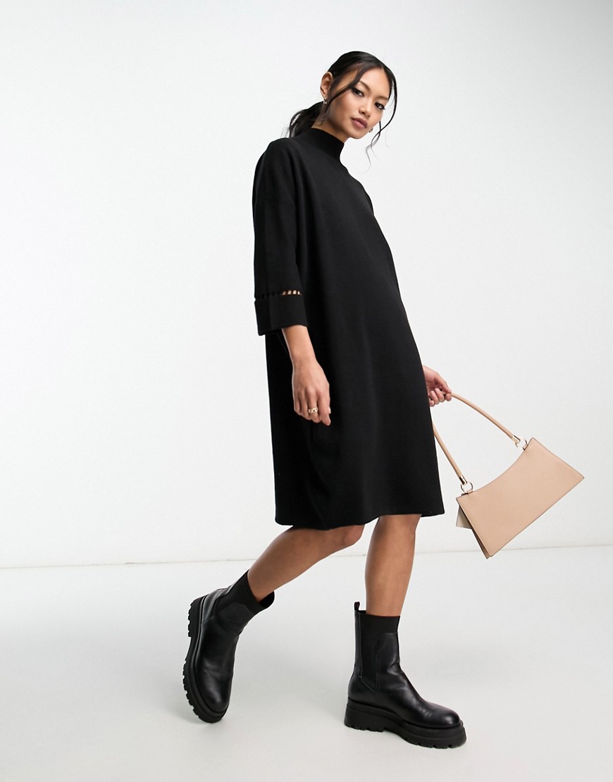 French Connection Mozart high neck jumper dress in black