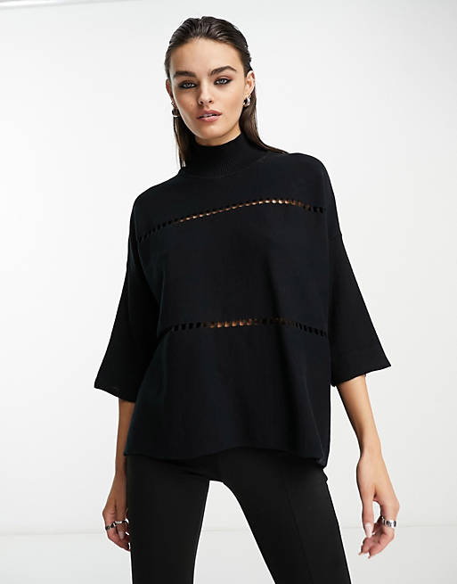 French Connection Mozart high neck jumper in black | ASOS