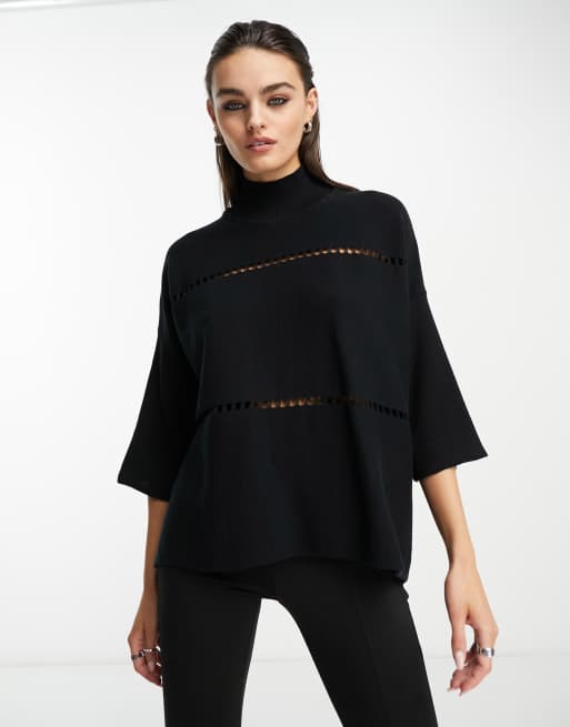 French Connection Mozart high neck sweater in black