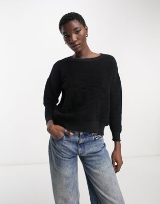 French Connection Mozart ribbed jumper in black