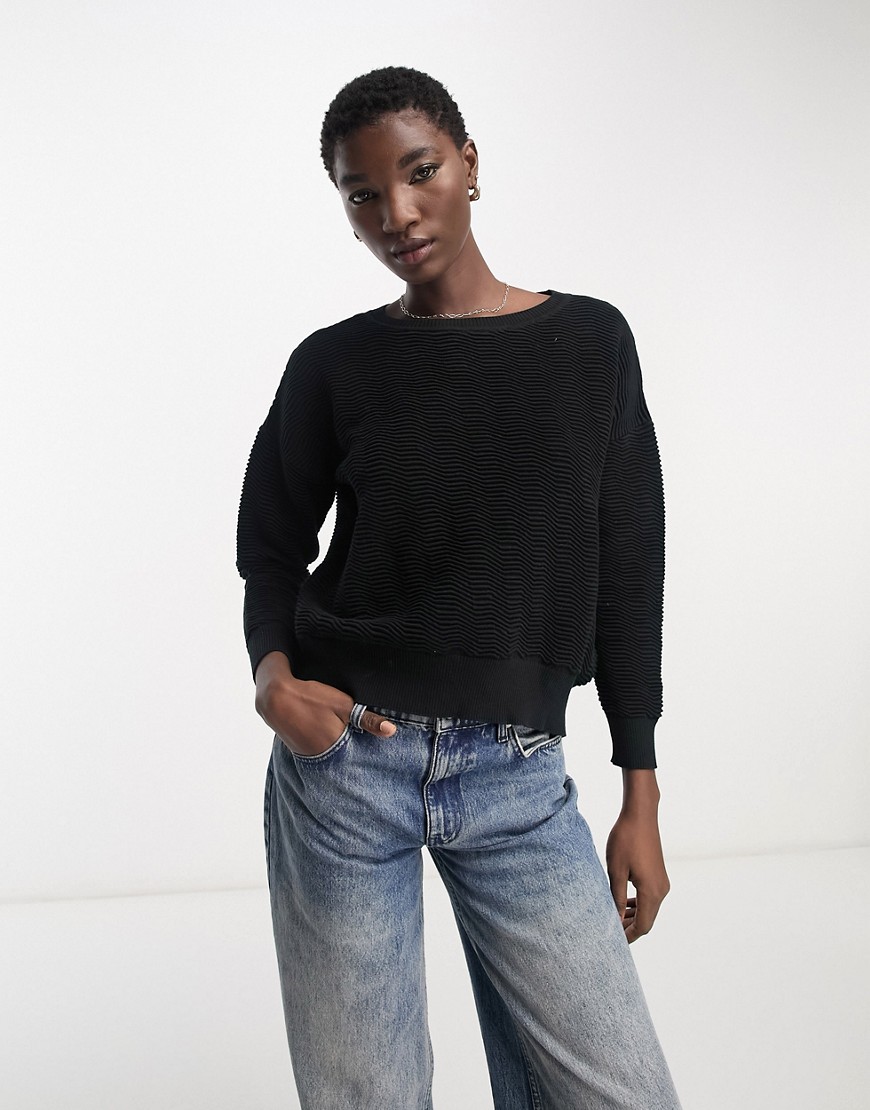 French Connection Mozart ribbed jumper in black