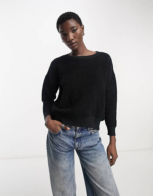 French Connection Mozart ribbed jumper in black | ASOS