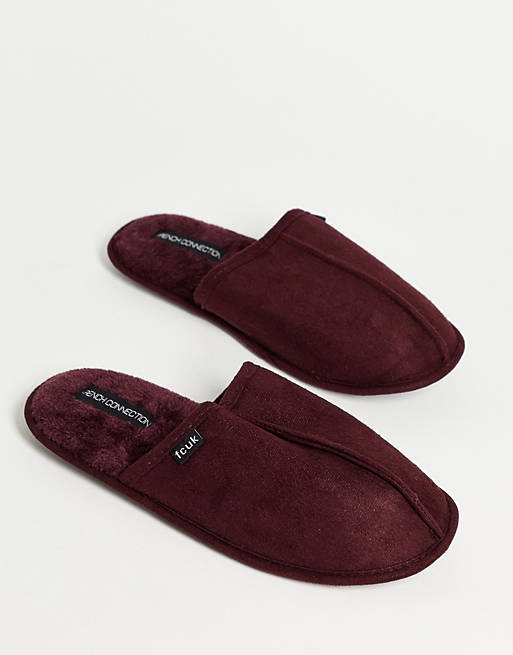 French Connection mule slipper in burgundy