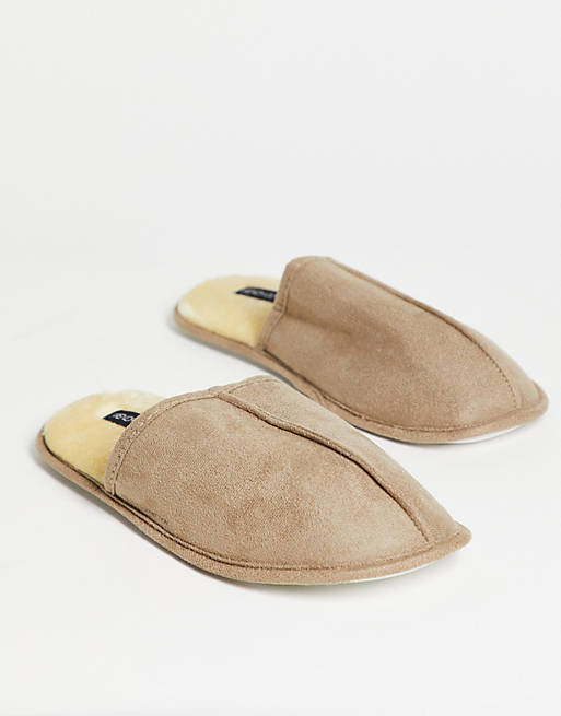 French Connection mule slippers in tan