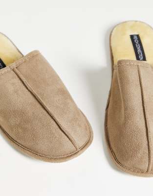tan suede mule slippers