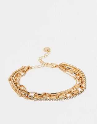 French Connection multi chain bracelet in gold