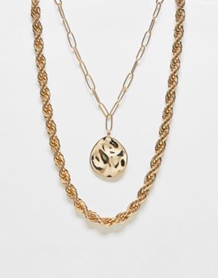 French Connection multi chain pendant necklace in gold