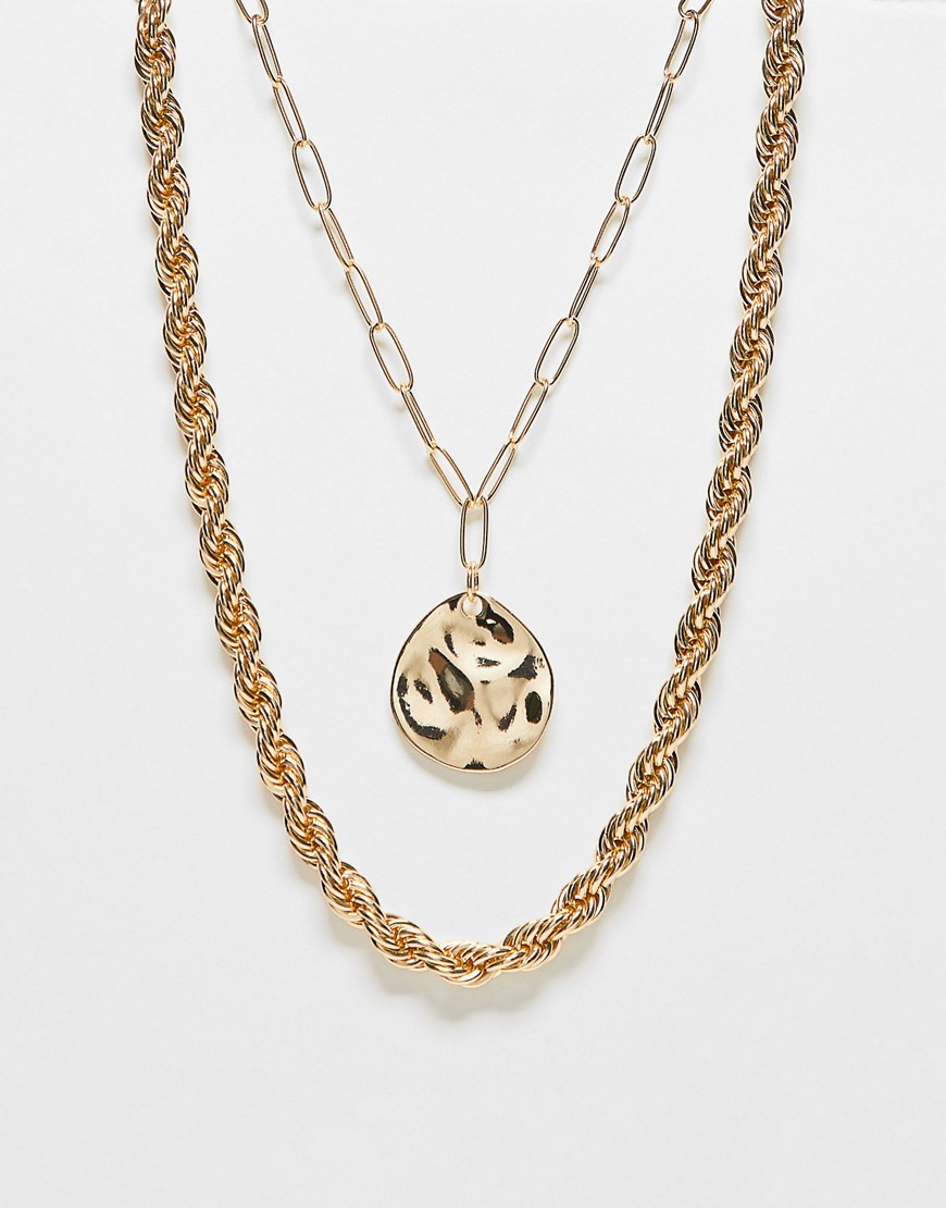 French Connection Multi Chain Pendant Necklace In Gold
