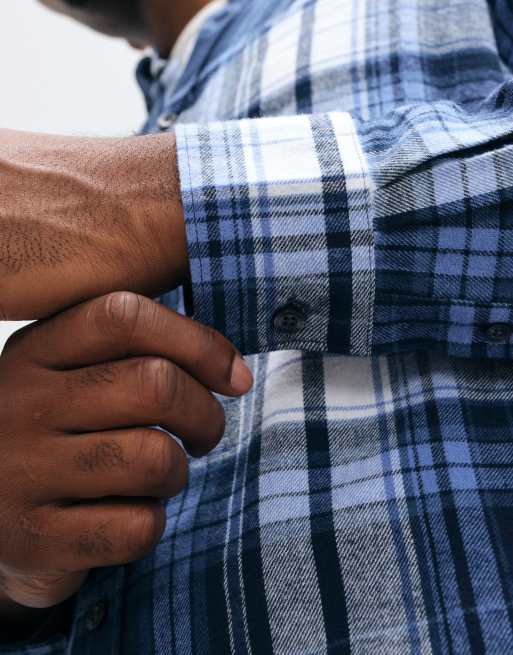 French Connection multi check long sleeve flannel shirt in blue multi, 4 of 5