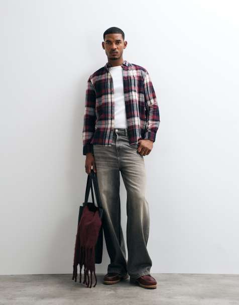 French Connection multi check long sleeve flannel shirt in chateaux multi - view 1